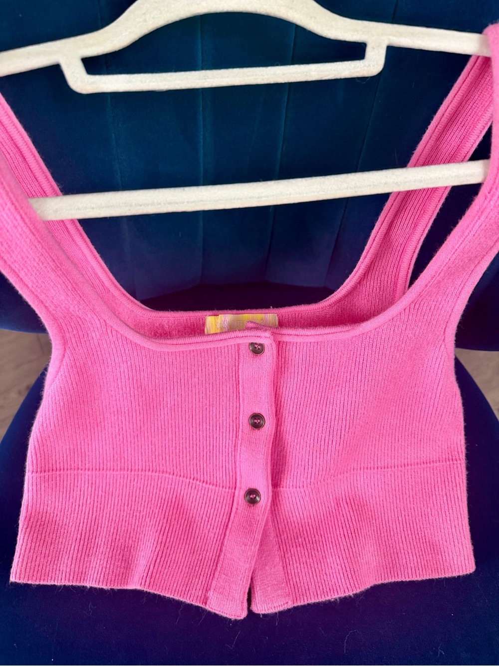 Urban Outfitters L Pink Button-Front Premium Knit Crop Tank